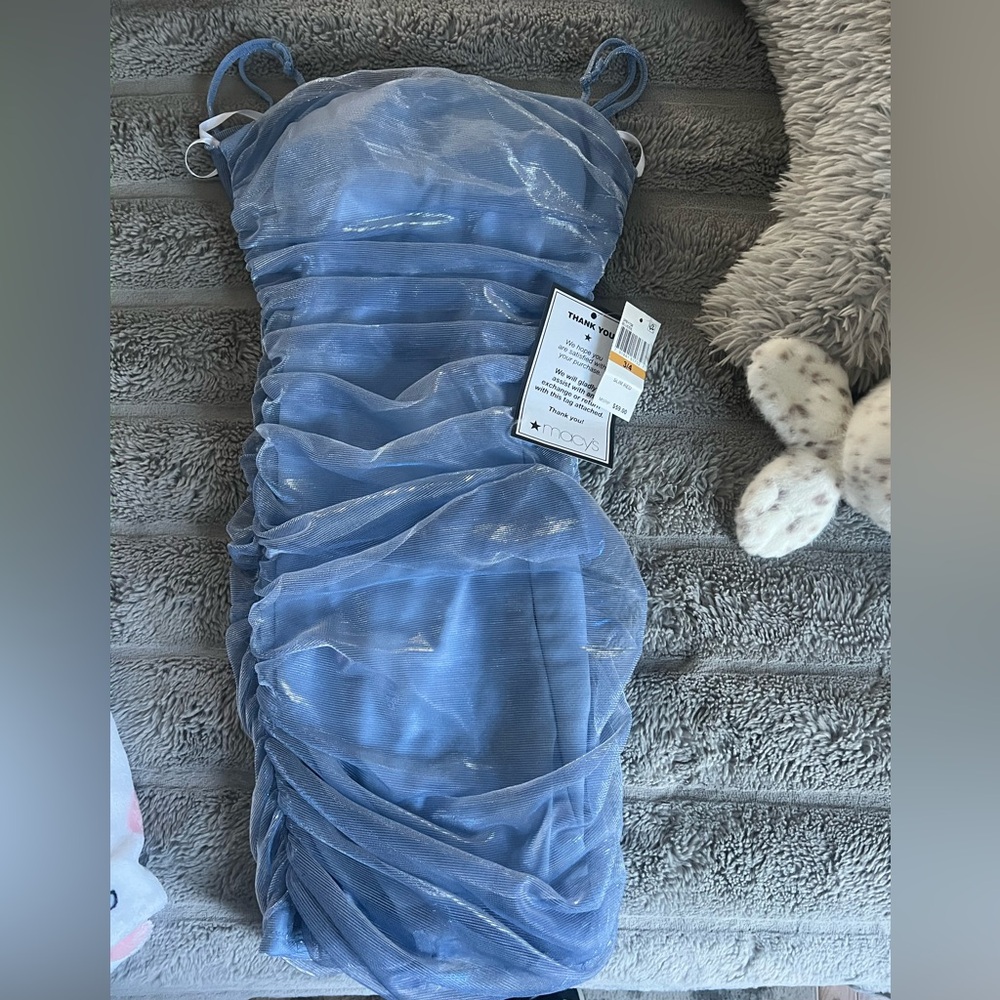 Elegant Blue Ruched Dress